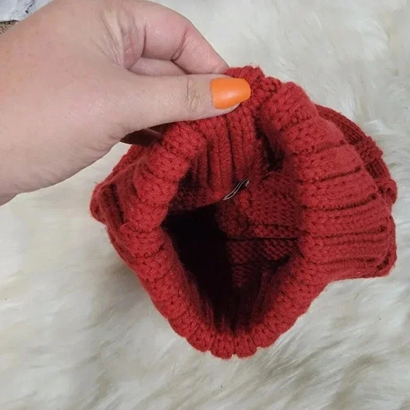 CC C.C Beanie Slouchy Knit Oversized Thick Cap Hat Unisex‎ Slouch Burgundy Solid - Picture 3 of 5
